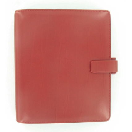 Rotes, klassisches Filofax Timer Metropol in geschlossener Ansicht mit Druckverschluss.