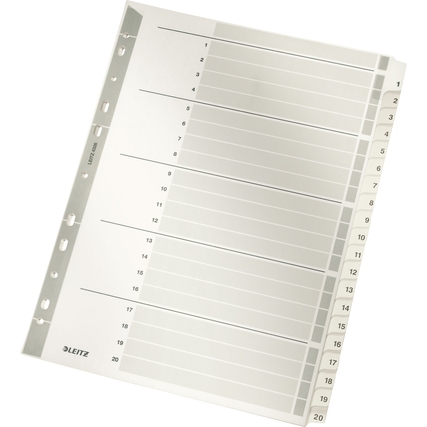 Zahlenregister mit beschriftbarem Deckblatt und bedruckten Taben Nummer 1-20.