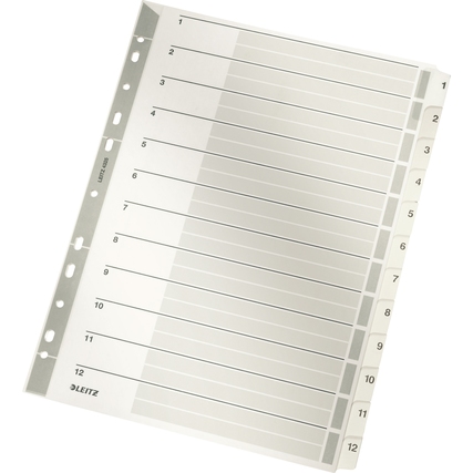 Zahlenregister mit beschriftbarem Deckblatt und beidseitig bedruckten Taben von 1 bis 12.