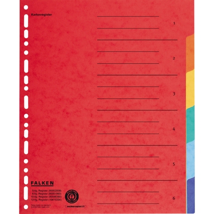 Falken Ordnerregister 6 Registerblätter Produktbild pa_produktabbildung_1 XL