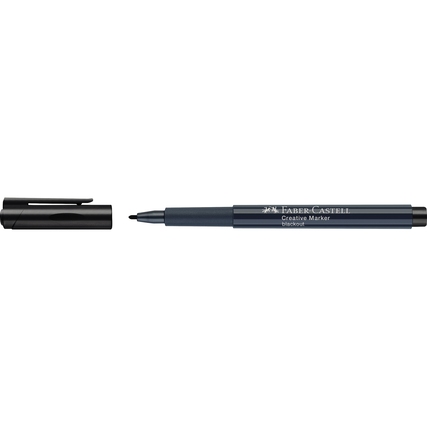 Schwarzer Faber-Castell Layoutmarker mit abgenommenem Deckel, sichtbar von der Seite.
