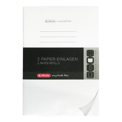 Zwei Papier-Einlagen für das Notizbuch my.book flex im DIN A4 Format, punktkariert.