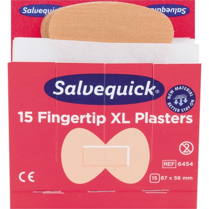 Nachfüllset für Pflasterspender mit 15 Fingerspitzen-Pflastern in roter Verpackung.