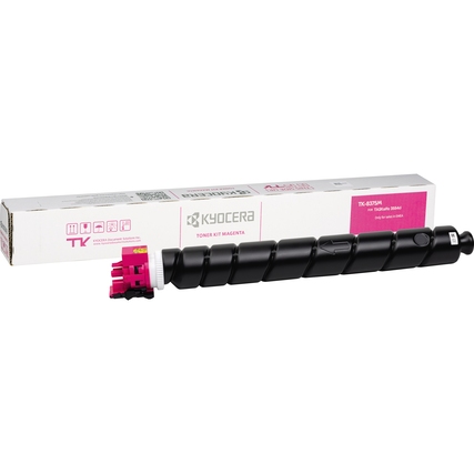 Toner in Schwarz mit magentafarbenem Teil und Verpackung des KYOCERA TK-8375M.