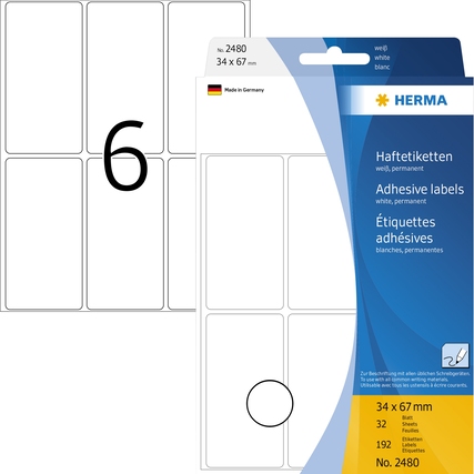 HERMA Universaletikett 34 x 67 mm (B x H) Produktbild pa_produktabbildung_1 XL
