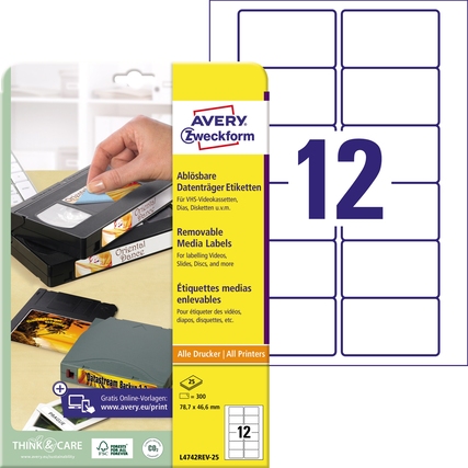 Avery Zweckform Videoetikett 78,7 x 46,6 mm (B x H) Produktbild pa_produktabbildung_1 XL