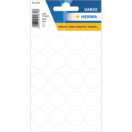 HERMA Markierungspunkt VARIO 19mm Papier weiß 100 Etik./Pack.