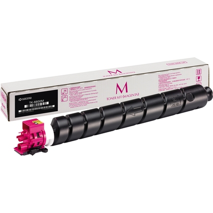 Magenta Toner TK-8800M in schwarzer Verpackung mit pinkem Auslass.