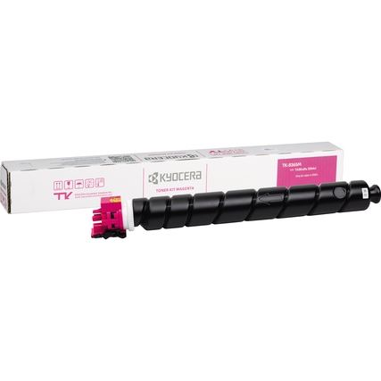 Magenta-Toner in einer Verpackung, mit sichtbar pinkfarbener Kartusche und Sicherheitsverschluss.