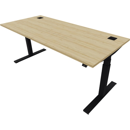 NowyStyl Schreibtisch eModel 2.0 1.800 x 650-1.300 x 800 mm (B x H x T) jet black natural country beech Produktbild pa_produktabbildung_1 XL
