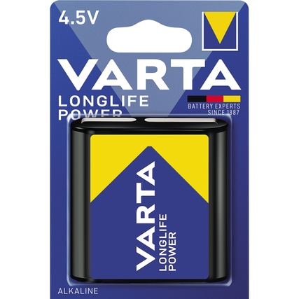Batterie im Blisterpack mit gelb-blauem Design und der Bezeichnung 4,5 V Longlife Power.