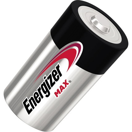 Zwei D/Mono-Batterien in vertikaler Ansicht mit Energizer Max Logo und typischer Form.