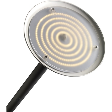 Deckenfluter PRYSKA mit runder, oberer Lichtquelle und dimmbarer LED-Beleuchtung.