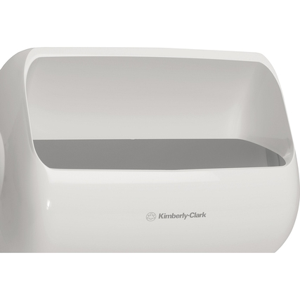 Weißer Papierkorb mit praktischen Einwurföffnungen und glatter Oberfläche.