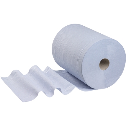 Weißes Wischtuch auf Rolle, teilweise abgerollt und bereit zur Verwendung.