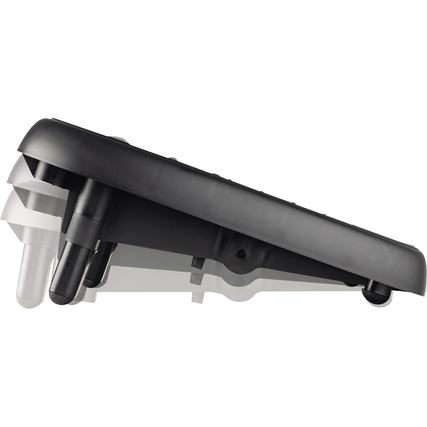 Ergonomische Fußstütze mit verstellbarem Neigungswinkel, seitliche Ansicht.