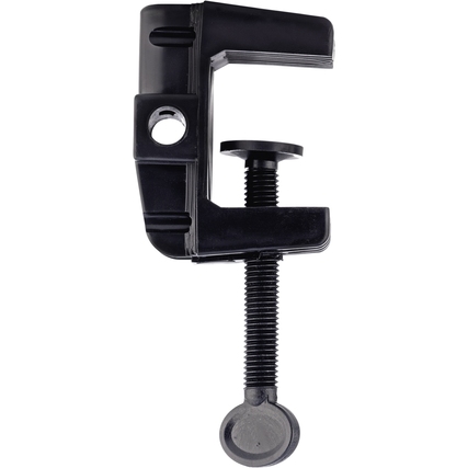 Schwarzer Tischlampen-Klemmmechanismus zur Befestigung an Tischplatten.