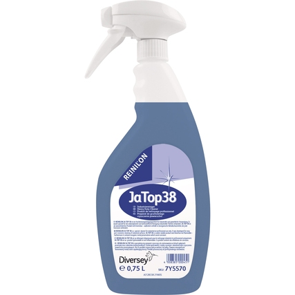 Sprühflasche mit Reinilon Allzweckreiniger Ja-Top 38, 0,75 l, Sicht auf die Rückseite.