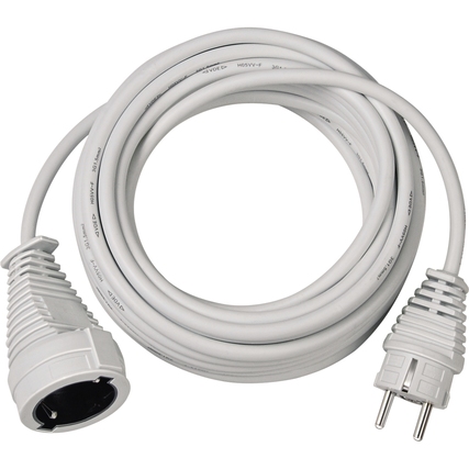 Verlängerungskabel mit Schutzkontakt-Stecker und -Kupplung, dreht sich um sich selbst.