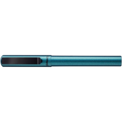 Petrol metallic Tintenroller mit schimmerndem Finish und gerippter Griffzone.