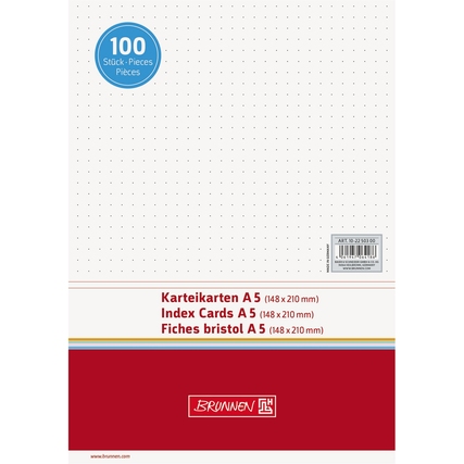 Weißes, punktkariertes Karteikarten-Paket DIN A5 mit 100 Stück.