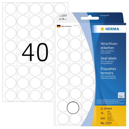 HERMA Verschlussetikett 19 mm Produktbild pa_produktabbildung_1 XL