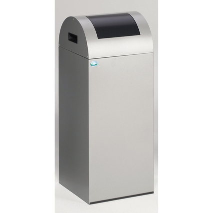 VAR Wertstoffsammelbehälter 55R rechteckig 32 x 80 x 32 cm (B x H x T) ca. 60l ohne Griffrand Stahlblech silber 1 Sortierfach