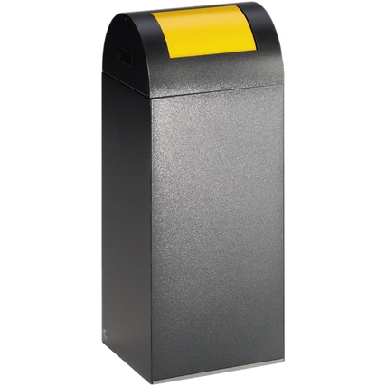 VAR Wertstoffsammelbehälter 55R rechteckig 32 x 80 x 32 cm (B x H x T) ca. 60l ohne Griffrand Stahlblech antik-silber 1 Sortierfach