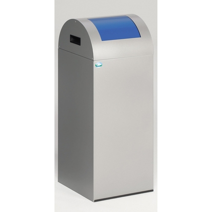 VAR Wertstoffsammelbehälter 55R rechteckig 32 x 80 x 32 cm (B x H x T) ca. 60l ohne Griffrand Stahlblech silber 1 Sortierfach