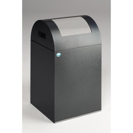 VAR Wertstoffsammelbehälter 40R rechteckig 32 x 60 x 32 cm (B x H x T) ca. 43l mit Griffrand Stahlblech antik-silber 1 Sortierfach