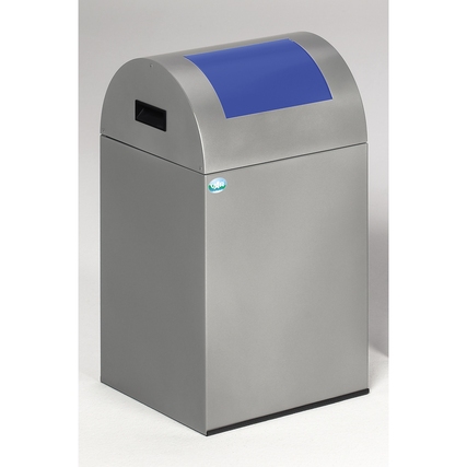 VAR Wertstoffsammelbehälter 40R rechteckig 32 x 60 x 32 cm (B x H x T) ca. 43l mit Griffrand Stahlblech silber 1 Sortierfach