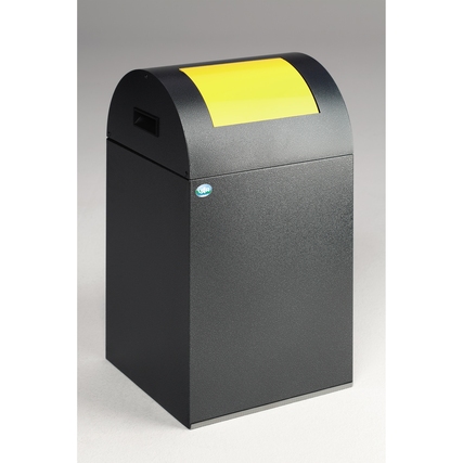 VAR Wertstoffsammelbehälter 40R rechteckig 32 x 60 x 32 cm (B x H x T) ca. 43l mit Griffrand Stahlblech antik-silber 1 Sortierfach