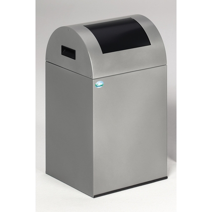 VAR Wertstoffsammelbehälter 40R rechteckig 32 x 60 x 32 cm (B x H x T) ca. 43l mit Griffrand Stahlblech silber 1 Sortierfach