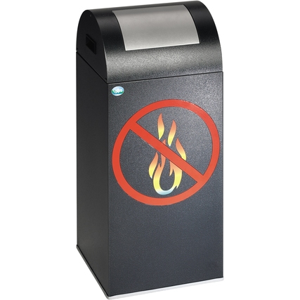 VAR Wertstoffsammelbehälter 55R rechteckig 32 x 80 x 32 cm (B x H x T) ca. 60l ohne Griffrand Stahlblech antik-silber 1 Sortierfach