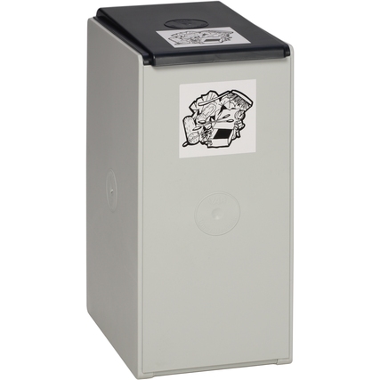 Abfallsammelsystem mit einem Sortierfach in grau und schwarzem Deckel, ohne dekorative Inhalte.