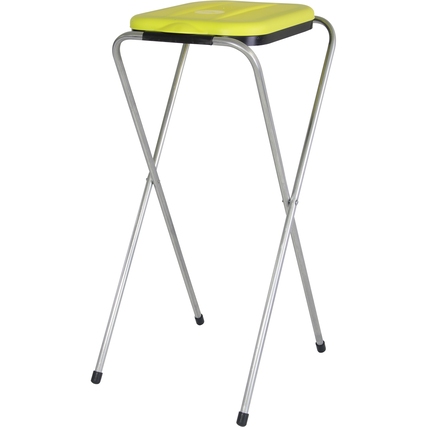 Standfester Müllsackständer mit x-förmigen Beinen und gelbem Deckel.