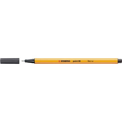 Schwarzhgrauer Fineliner mit orangefarbenem Schaft und abnehmbarem Deckel.