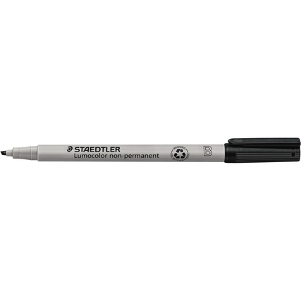 Schwarzer Folienstift mit dünner Spitze für Overhead-Projektion, seitliche Ansicht.