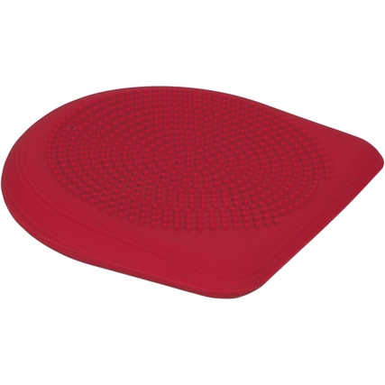 Ergonomisches, rotfarbiges Sitzkissen mit gewölbter Form und Noppenstruktur.