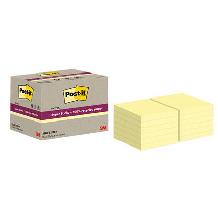 Post-it® Haftnotiz Super Sticky Recycling Notes 76 x 76 mm (B x H) 12 Block/Pack. Produktbild pa_produktabbildung_1 XL