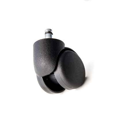 Ersatzrolle in Schwarz mit doppelten Rädern für Bürostühle oder ähnliche Möbel.