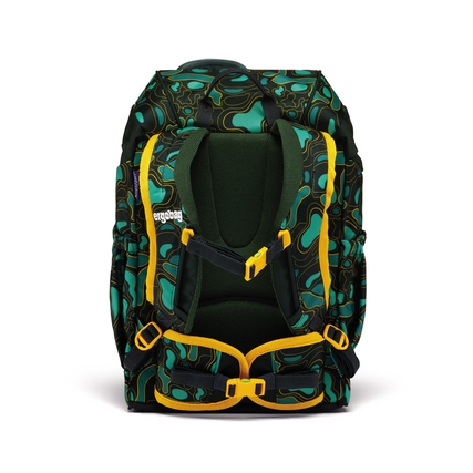 Grüner Kindergartenrucksack mit ergonomischem Design und verstellbaren Gurten.