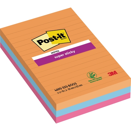 Post-it® Haftnotiz Super Sticky Notes Boost Collection 3 Block/Pack. 101 x 152 mm (B x H) Produktbild pa_produktabbildung_1 XL