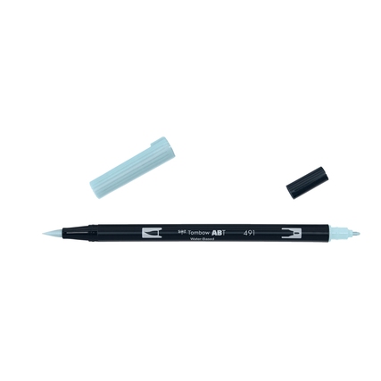 Pinselstift in glacier blue mit einer abnehmbaren Kappe und zwei Spitzen, auf weißem Hintergrund.