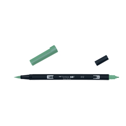 Tombow Pinselstift ABT Dual 312 in holly green mit abgenommenem Verschluss.