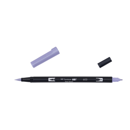 Aquarellierbarer Pinselstift mit abnehmbaren Kappen und zwei Spitzen in Periwinkle-Farbe.
