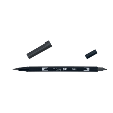 Aquarellierbarer Pinselstift mit abnehmbarer Kappe und zwei Spitzen in lamp black.