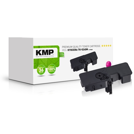 Magenta-Tonerpatrone KMP für KYOCERA TK-5240M neben der Verpackung.