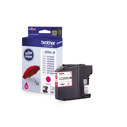Tintenpatrone in Magenta mit Verpackung und sichtbarem Produktlabel.