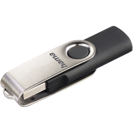 USB-Stick mit Drehmechanismus und Öse zur Befestigung am Schlüsselring.